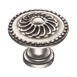 Ручка кнопка 07166-055 цвет глянцевый хром, черная патина диаметр 24 мм 