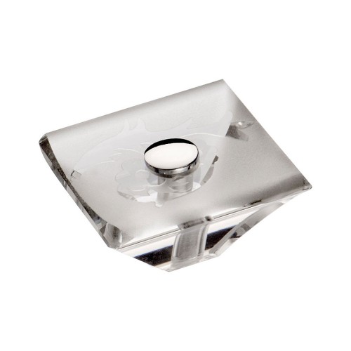 Ручка кнопка 0794-005 DESIGN цвет глянцевый хром, стекло, орнамент ширина 30 мм 