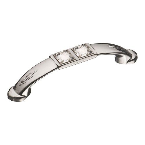 Ручка скоба 15.129.64.SWA.07 цвет глянцевый хром, кристаллы Сваровски длина 88 мм, крепление 64 мм 