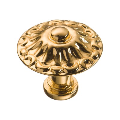 Ручка кнопка 15.304.24.19 цвет глянцевое золото 24К диаметр 24 мм