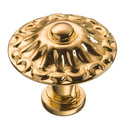 Ручка кнопка 15.304.31.19 цвет глянцевое золото 24К диаметр 31 мм