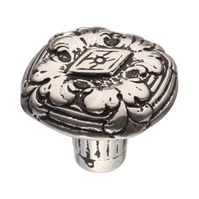 Ручка классика кнопка круглая 15.908.35.27 цвет античное глянцевое серебро диаметр 35 мм    