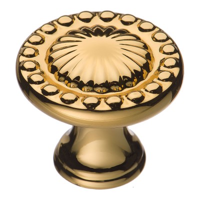 Ручка кнопка круглая 4456 0008 GL цвет глянцевое золото диаметр 35 мм