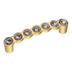 Ручка скоба 492-96-Gold цвет глянцевое золото, кристаллы горный хрусталь длина 117 мм, крепление 96 мм