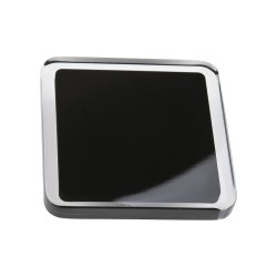 Ручка кнопка 697NE7 цвет глянцевый хром, черный пластик ширина 75 мм 