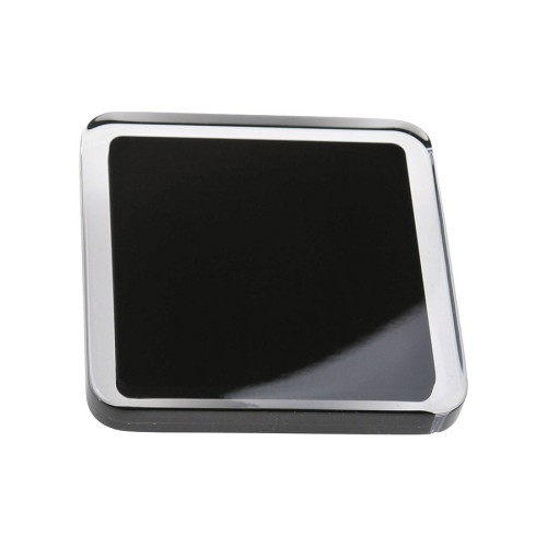 Ручка кнопка 697NE7 цвет глянцевый хром, черный пластик ширина 75 мм 