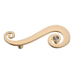 Ручка скоба 7182.0064.027.I цвет матовое золото, кристалл Swarovski длина 115 мм, крепление 64 мм 