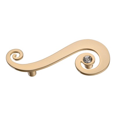 Ручка скоба 7182.0064.027.I цвет матовое золото, кристалл Swarovski длина 115 мм, крепление 64 мм 