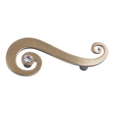 Ручка скоба 7183.0064.001.D цвет античная бронза, кристалл Swarovski длина 115 мм, крепление 64 мм 