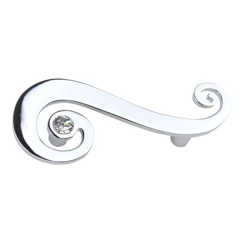Ручка скоба 7183.0064.026.D цвет глянцевый хром, кристалл Swarovski длина 115 мм, крепление 64 мм 