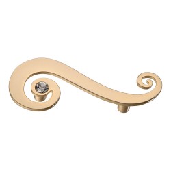 Ручка скоба 7183.0064.027.D цвет матовое золото, кристалл Swarovski длина 115 мм, крепление 64 мм 