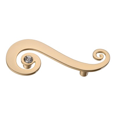 Ручка скоба 7183.0064.027.D цвет матовое золото, кристалл Swarovski длина 115 мм, крепление 64 мм 