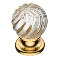 Ручка кнопка шар 9912-100 глянцевое золото стекло диаметр 30 мм 