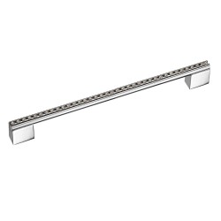 Ручка скоба BR-201-T-320 mm глянцевый хром, кристаллы горный хрусталь длина 346 мм, крепление 320 мм