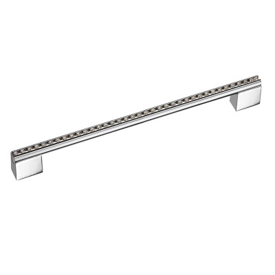 Ручка скоба BR-201-T-320 mm глянцевый хром, кристаллы горный хрусталь длина 346 мм, крепление 320 мм