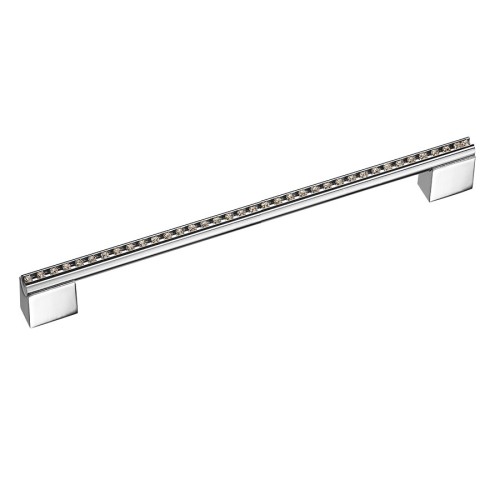 Ручка скоба BR-201-T-320 mm глянцевый хром, кристаллы горный хрусталь длина 346 мм, крепление 320 мм