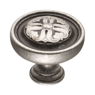 Ручка классика кнопка BU 009.35.16 цвет античное серебро диаметр 35 мм Ручка классика кнопка BU 009.35.16 цвет античное серебро диаметр 35 мм