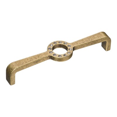 Ручка скоба CENTER/160-AB цвет античная бронза кристаллы Сваровски длина 166 мм, крепление 160 мм