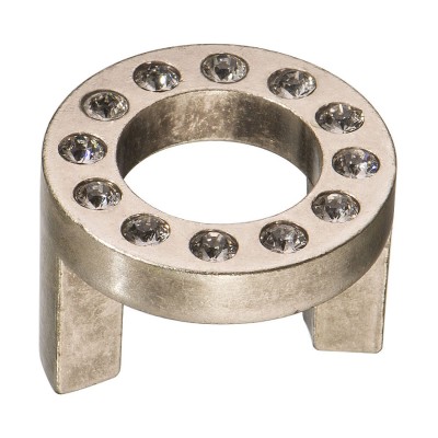 Ручка кнопка круглая CENTER/P-AR цвет античное серебро кристаллы Сваровски диаметр 40 мм 