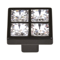 Ручка кнопка MT8136B-531E цвет черный, кристаллы ширина 26 мм 