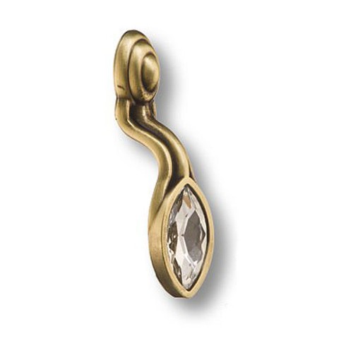 Ручка кнопка-скоба 115-Antik цвет античная бронза кристалл длина 85 мм 