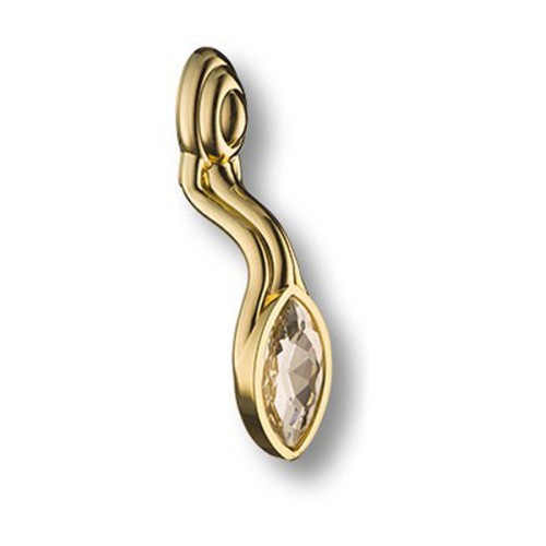 Ручка кнопка-скоба 115-Gold цвет глянцевое золото кристалл длина 85 мм 