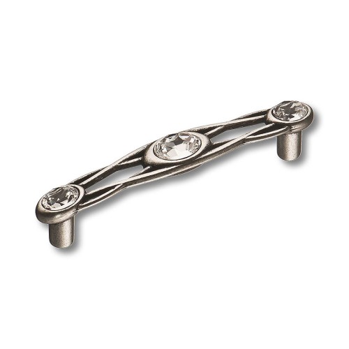Ручка скоба 15.133.64.SWA.16 античное серебро кристаллы Сваровски длина 80 мм, крепление 64 мм 