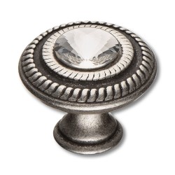 Ручка кнопка 15.346.30.SWA.16 цвет античное серебро кристалл Сваровски диаметр 30 мм 