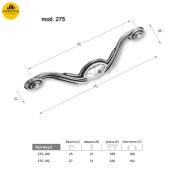 Ручка классика скоба 275-160-Silver цвет античное серебро кристалл длина 189 мм 