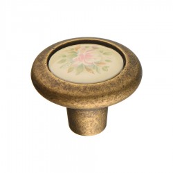 Ручка классика кнопка 9851-831 цвет старая бронза керамика диаметр 34 мм