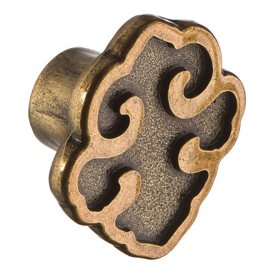 Ручка кнопка фигурная VALENTINA/PS-O цвет старая латунь длина 74 мм крепление 16 мм