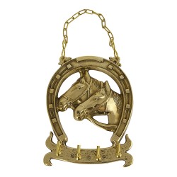 Вешалка 00070 Подкова с лошадьми глянцевая латунь длина 114 мм