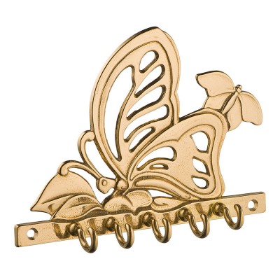 Вешалка ключница 00071 Бабочка глянцевая латунь длина 160 мм 
