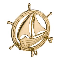 Вешалка 00072 Парусник в штурвале глянцевая латунь длина 160 мм