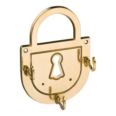 Вешалка 00074 Замок навесной глянцевая латунь длина 135 мм