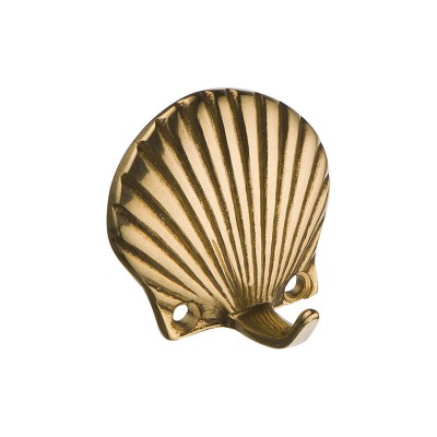 Крючок мебельный 00097 Раковина глянцевая латунь длина 45 мм 