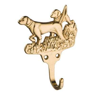 Крючок мебельный 00099 Охотничьи собаки глянцевая латунь длина 100 мм