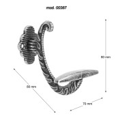 Крючок мебельный 00387 цвет античная бронза однорожковый длина 80 мм Крючок мебельный 00387 цвет античная бронза однорожковый длина 80 мм