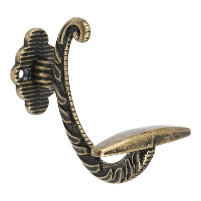 Крючок мебельный 00387 цвет античная бронза однорожковый длина 80 мм Крючок мебельный 00387 цвет античная бронза однорожковый длина 80 мм