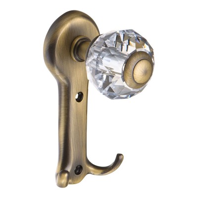 Крючок мебельный 0437-013 двухрожковый цвет античная бронза кристалл длина 125 мм 