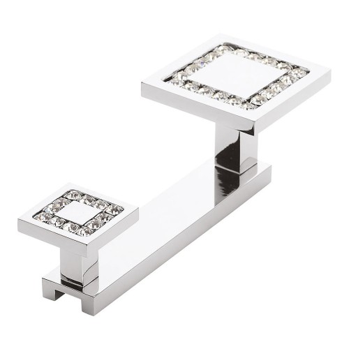 Крючок мебельный 0471-005-2 цвет глянцевый хром кристаллы Swarovski двухрожковый 135 мм 