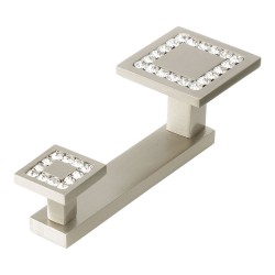 Крючок мебельный 0471-006-2 цвет никель кристаллы Swarovski двухрожковый 135 мм