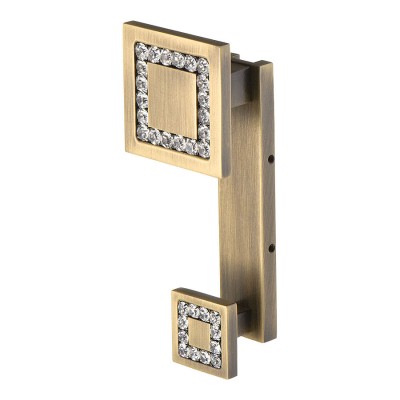 Крючок мебельный 0471-013-2 цвет античная бронза кристаллы Swarovski двухрожковый 135 мм