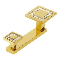 Крючок мебельный 0471-030-2 цвет глянцевое золото 24К кристаллы Swarovski двухрожковый 135 мм Крючок мебельный 0471-030-2 цвет глянцевое золото 24К кристаллы Swarovski двухрожковый 135 мм