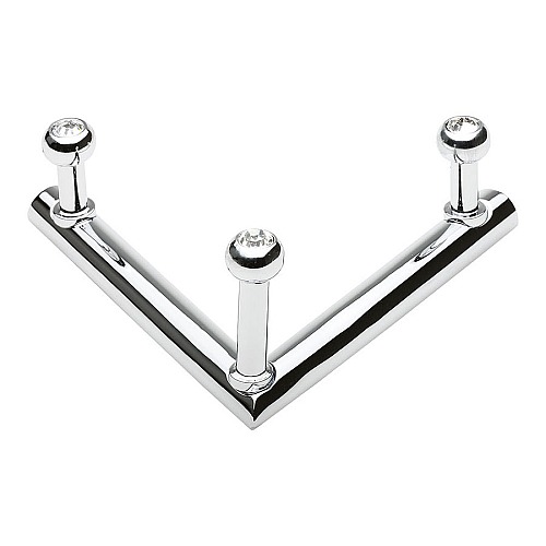 Вешалка трехрожковая 0493-005-V2 SWR цвет глянцевый хром, кристаллы Swarovski длина 110 мм 