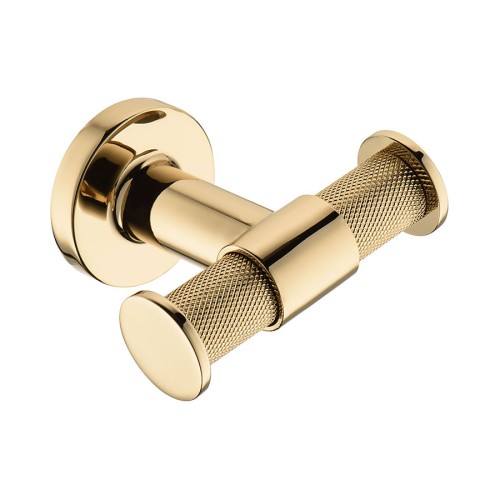 Крючок мебельный 1035 012 GL цвет глянцевое золото двухрожковый 86 мм