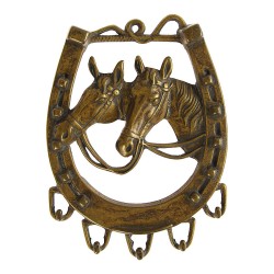 Вешалка ключница 130069 Лошади в подкове античная латунь длина 210 мм
