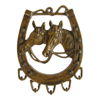 Вешалка ключница 130069 Лошади в подкове античная латунь длина 210 мм