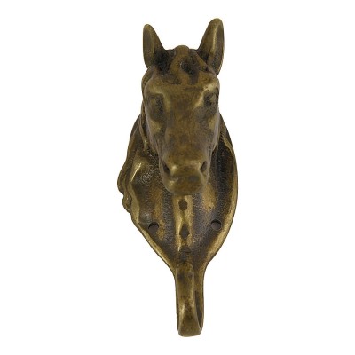 Крючок мебельный 130096 Голова коня античная латунь длина 100 мм 