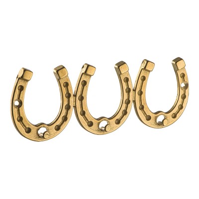 Вешалка 14623-B Три подковы глянцевая латунь длина 145 мм